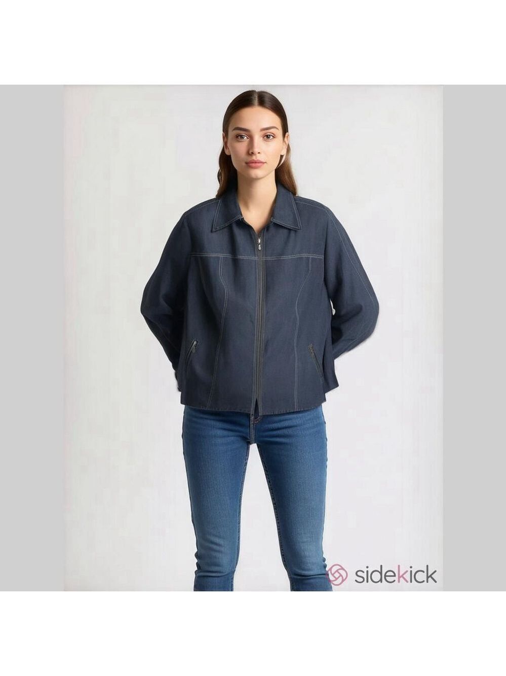 Conrad C Petite woman stretch zip-up Jean Jacket   Size 14P